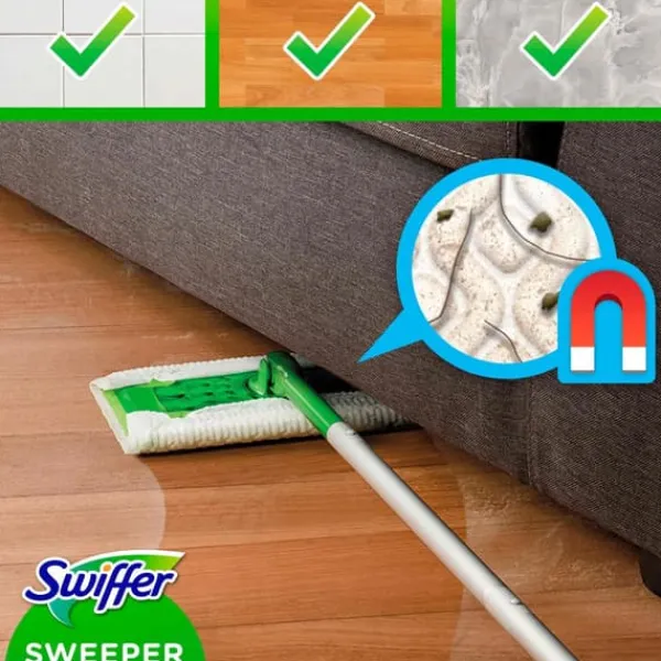 Procter & Gamble Swiffer Dry + Wet Kit - Sæt: 1 moppe, 8 tørre vådservietter og 3 vådservietter. Online