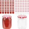 Syltetøjsglas 48 stk. Med hvide og røde låg 230 ml - Opbevaringsglas - Opbevaringskrukke - Home & Living Best