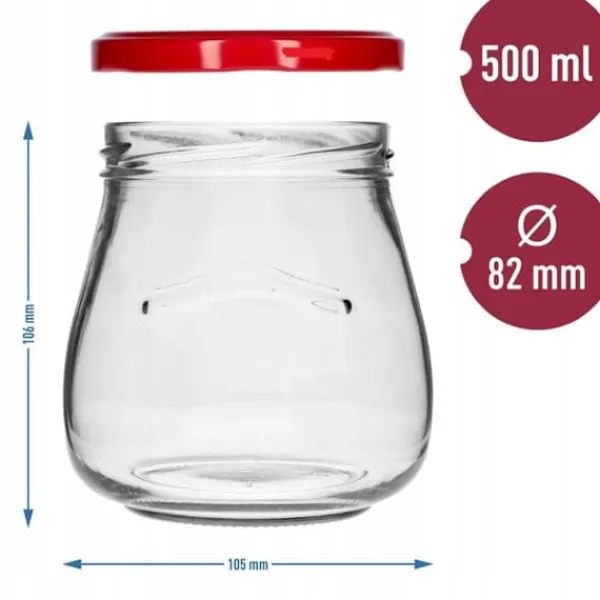 Honningkrukker>Syltetøjsglas med låg 6 stk. 500 ml