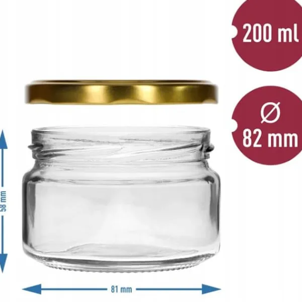 Honningkrukker>Syltetøjsglas med låg 6 stk. 200 ml