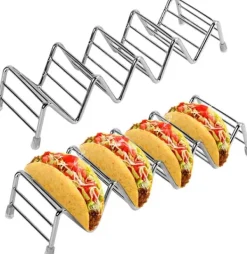 Taco-stativ i rustfrit stål til 4/5 tacos, taco-stativ, tortilla-stativ til bløde og hårde tacos i food truck-stil, egnet til grill og ovn - Tåler op | CDON Online
