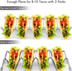 Taco-stativ i rustfrit stål til 4/5 tacos, taco-stativ, tortilla-stativ til bløde og hårde tacos i food truck-stil, egnet til grill og ovn - Tåler op | CDON Online