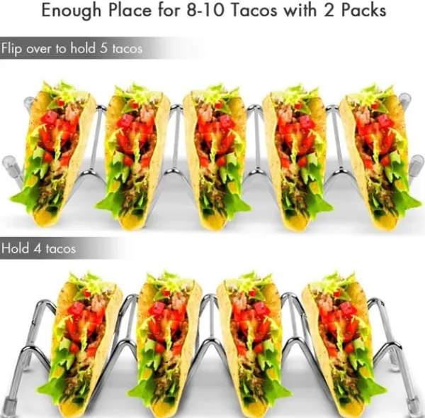 Taco-stativ i rustfrit stål til 4/5 tacos, taco-stativ, tortilla-stativ til bløde og hårde tacos i food truck-stil, egnet til grill og ovn - Tåler op | CDON Online