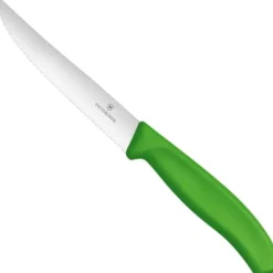 Takket pizzabøfkniv med skarp spids, længde 120/232 mm - grøn Discount
