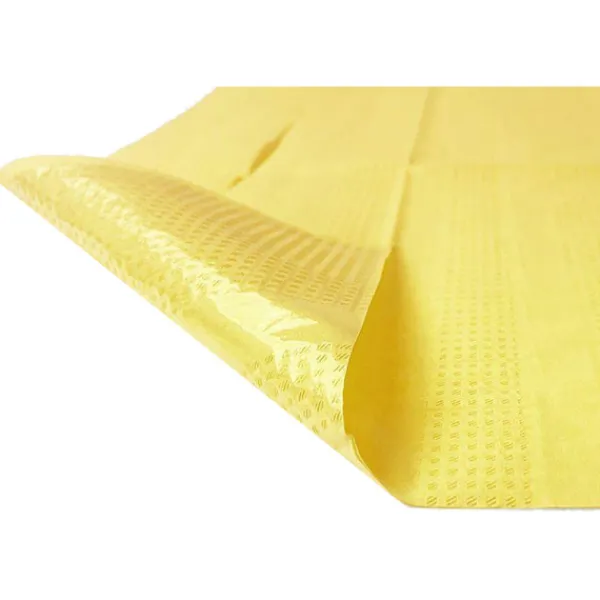 Forklæder>Tandlægesmæk med lomme 39 cm x 48 cm gul folieforet 54 g DentixPro 50 stk.