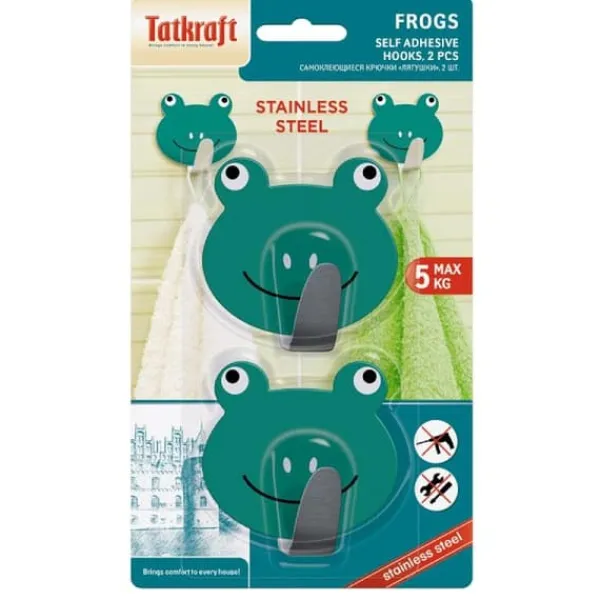 Opbevaringskroge & Hylder>Tatkraft, Frogs - Selvklæbende Knager, 2-pack