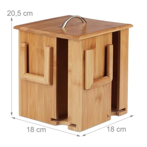 Teaboks, Drejelig bambus, 20,5x18x18 cm, Brun Hot