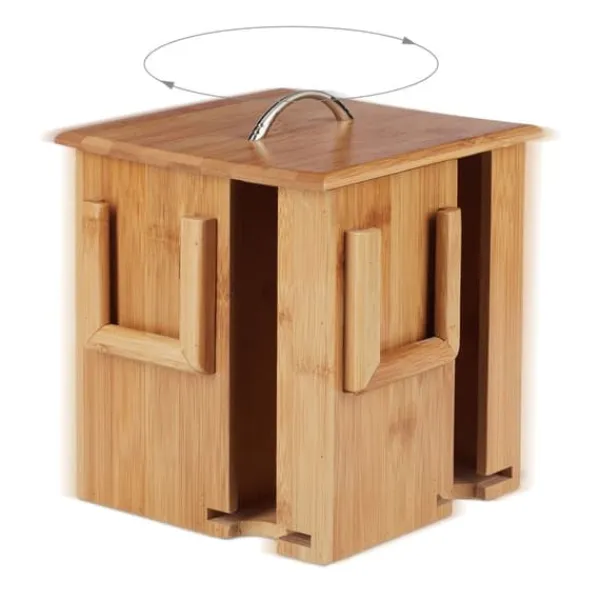 Teaboks, Drejelig bambus, 20,5x18x18 cm, Brun Hot