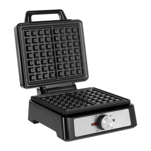 Vaffeljern>TEESA vaffelmaskine, 2 vafler, 1600W, rustfrit stål, effektregulering