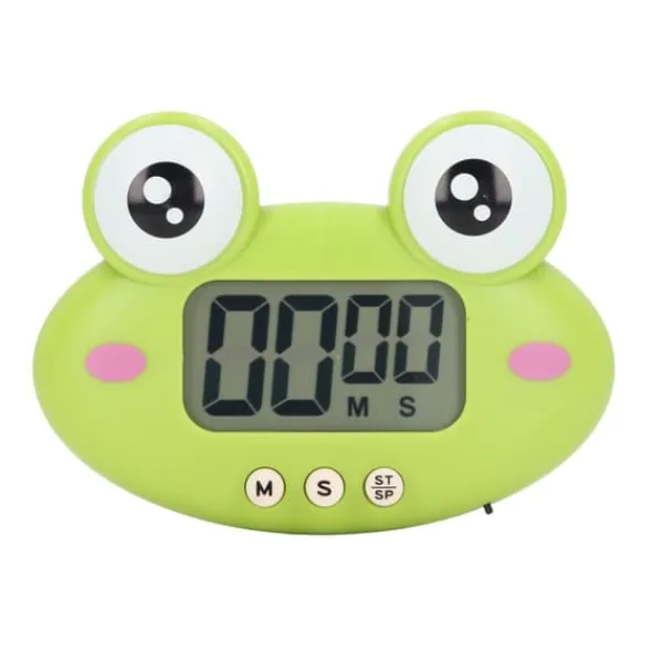 Tegneserie Digital Timer ABS Bærbar Letvægts Nem At Bruge Sød Tegneserie Timer Til Køkkenmadlavning Grøn Frø Clearance