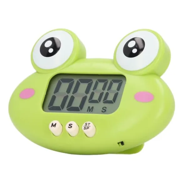 Tegneserie Digital Timer ABS Bærbar Letvægts Nem At Bruge Sød Tegneserie Timer Til Køkkenmadlavning Grøn Frø Clearance