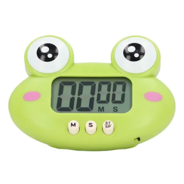 Tegneserie Digital Timer ABS Bærbar Letvægts Nem At Bruge Sød Tegneserie Timer Til Køkkenmadlavning Grøn Frø Clearance