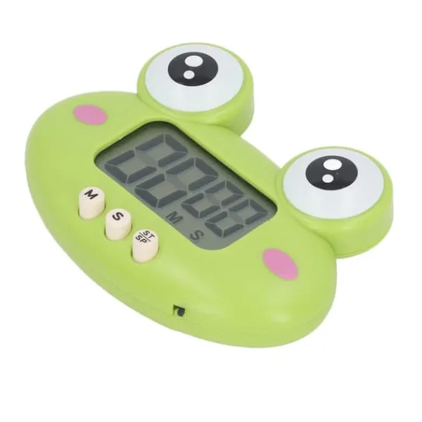 Tegneserie Digital Timer ABS Bærbar Letvægts Nem At Bruge Sød Tegneserie Timer Til Køkkenmadlavning Grøn Frø Clearance