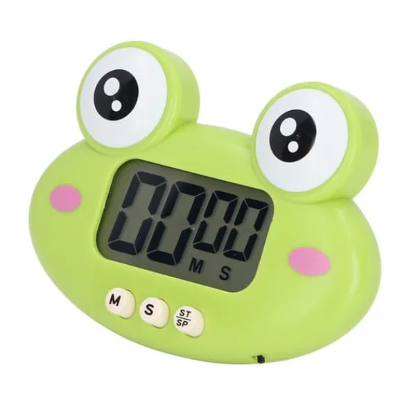 Tegneserie Digital Timer ABS Bærbar Letvægts Nem At Bruge Sød Tegneserie Timer Til Køkkenmadlavning Grøn Frø Clearance