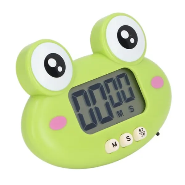 Tegneserie Digital Timer ABS Bærbar Letvægts Nem At Bruge Sød Tegneserie Timer Til Køkkenmadlavning Grøn Frø Clearance