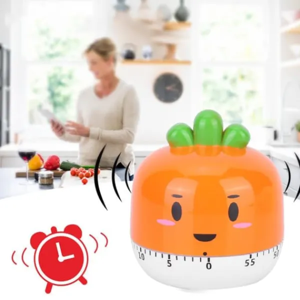 Æggeure>Tegneserie Mekanisk Manuel Køkken Madlavningstimer Alarm Påmindelse Ur Nedtællingsværktøj Orange
