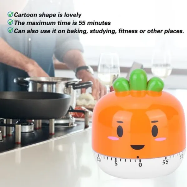 Æggeure>Tegneserie Mekanisk Manuel Køkken Madlavningstimer Alarm Påmindelse Ur Nedtællingsværktøj Orange