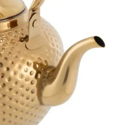 Tekande - Kogeplade Te- og Kaffekande - Rustfrit Stål - 2,0 L - Med Tesi/Filter - Til Løs Te & Blomstrende Te - Guld New