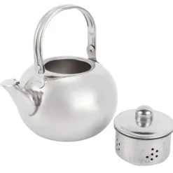 Kaffe- & Tekander>Tekande i rustfrit stål med filter - 304 rustfrit stål, flad bund, kompatibel med induktionskoger, 14 cm diameter, 1 l kapacitet (sølv)