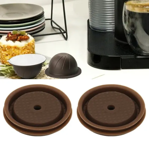 Återanvändbart lock för kaffekapsel Livsmedelsklassad kiselgel Miljöfjädrande lock med borstsked för Vertuoline Pro Coffee Pod