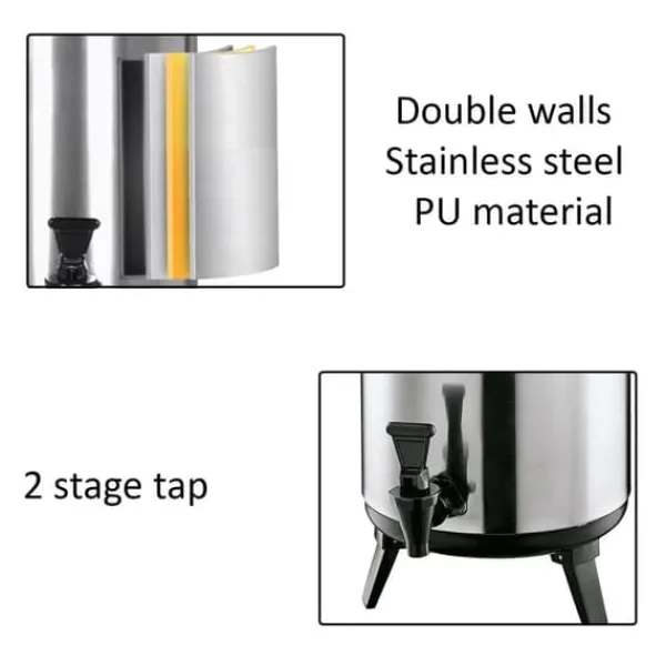 Termisk Drikkebeholder med hane, Isoleret Termobeholder - 10L, Drikkevareautomat, Drikkevarebeholder, Catering Termodispenser, Termokande med hane