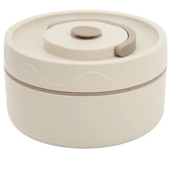 Beholdere Til Mad & Drikkevarer>Termisk kogegryde 420 ml 304 rustfrit stål dobbeltlags bærbar rund form termisk frokostbeholder Beige Mikrobølgetype