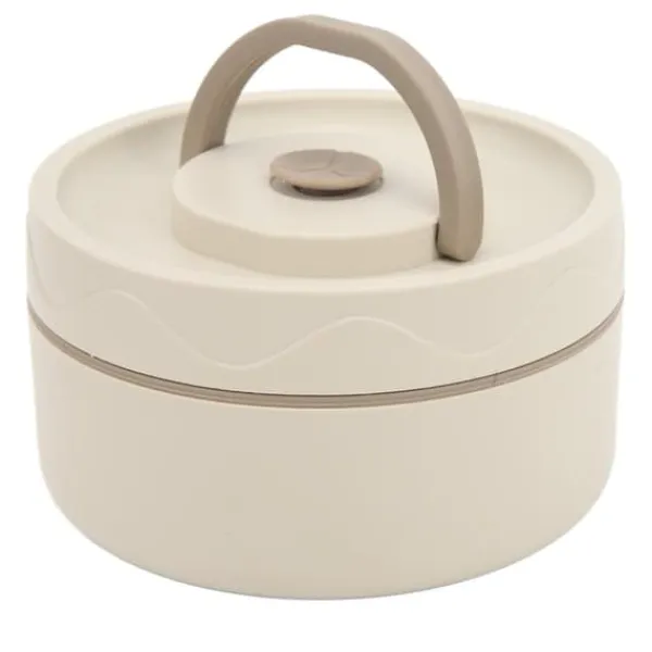 Beholdere Til Mad & Drikkevarer>Termisk kogegryde 420 ml 304 rustfrit stål dobbeltlags bærbar rund form termisk frokostbeholder Beige Mikrobølgetype