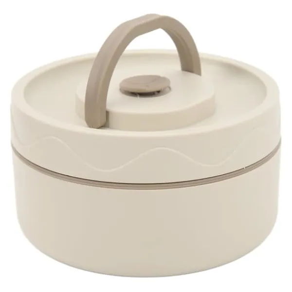 Beholdere Til Mad & Drikkevarer>Termisk kogegryde 420 ml 304 rustfrit stål dobbeltlags bærbar rund form termisk frokostbeholder Beige Mikrobølgetype