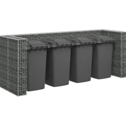 Tilbehør Til Affaldshåndtering>The Living Store gabionvæg til affaldsspand 320x100x120 cm galvaniseret stål - Affaldsspandsskjulere