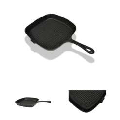 Gryder, Stegepander Og Kasseroller>The Living Store grillpande i støbejern 24x23 cm - Grillplader & grillpander