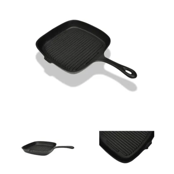 Gryder, Stegepander Og Kasseroller>The Living Store grillpande i støbejern 24x23 cm - Grillplader & grillpander