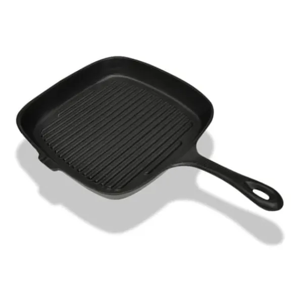 Gryder, Stegepander Og Kasseroller>The Living Store grillpande i støbejern 24x23 cm - Grillplader & grillpander