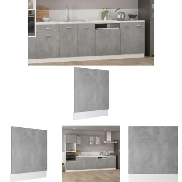 The Living Store låge til opvaskemaskine 59,5x3x67 cm konstrueret træ betongrå - Køkkenskabe Outlet