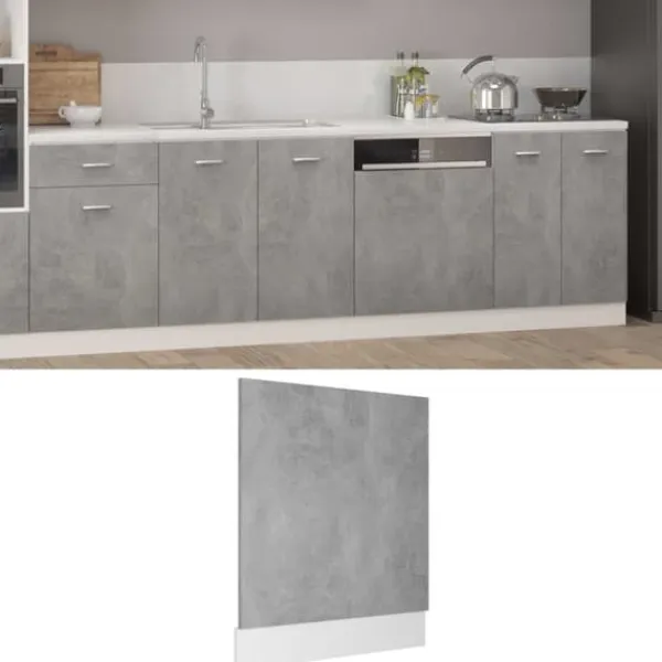 The Living Store låge til opvaskemaskine 59,5x3x67 cm konstrueret træ betongrå - Køkkenskabe Outlet
