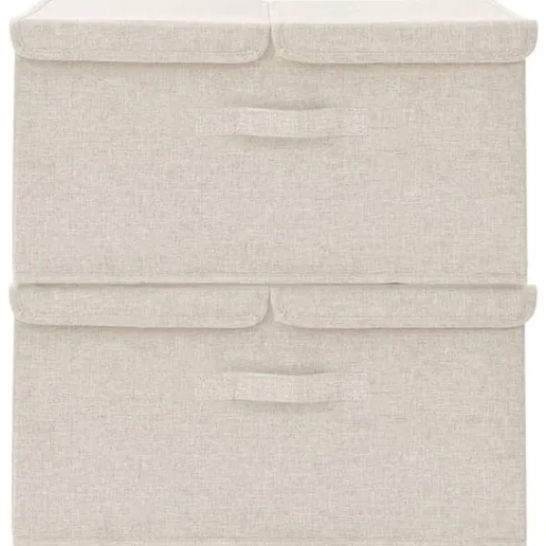 Opbevaringsæsker Til Hjemmet>The Living Store opbevaringskasser 2 stk. 50x30x25 cm stof cremefarvet - Opbevaringskasser