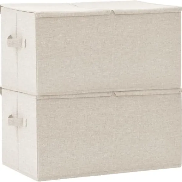 Opbevaringsæsker Til Hjemmet>The Living Store opbevaringskasser 2 stk. 50x30x25 cm stof cremefarvet - Opbevaringskasser