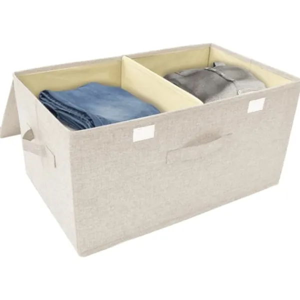 Opbevaringsæsker Til Hjemmet>The Living Store opbevaringskasser 2 stk. 50x30x25 cm stof cremefarvet - Opbevaringskasser