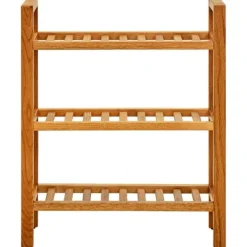 The Living Store skostativ med 3 hylder 50x27x60 cm massivt egetræ - Skoopbevaring Outlet