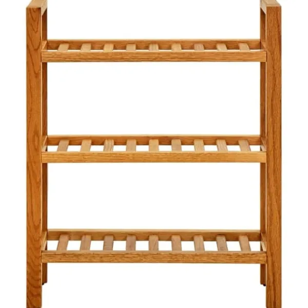 The Living Store skostativ med 3 hylder 50x27x60 cm massivt egetræ - Skoopbevaring Outlet