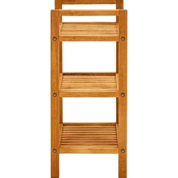 The Living Store skostativ med 3 hylder 50x27x60 cm massivt egetræ - Skoopbevaring Outlet