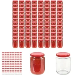 The Living Store syltetøjsglas 96 stk. med røde låg 230 ml - Honningkrukker Sale