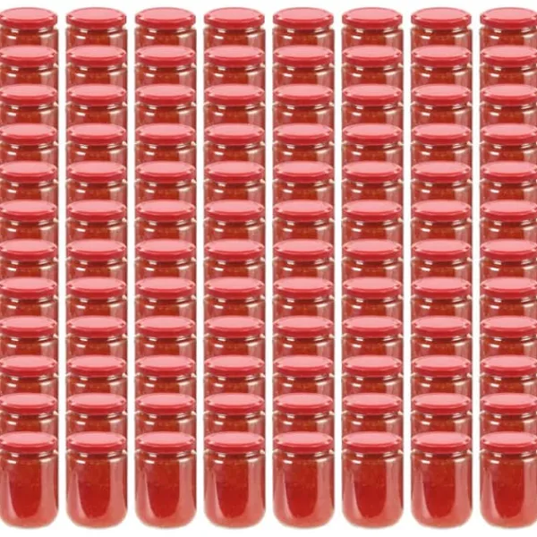 The Living Store syltetøjsglas 96 stk. med røde låg 230 ml - Honningkrukker Sale