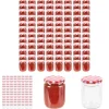 The Living Store syltetøjsglas 96 stk. med hvide og røde låg 230 ml - Honningkrukker Best
