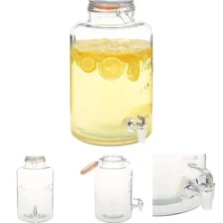 The Living Store vanddispenser XXL med tappehane gennemsigtig 8 l glas - Drikkevaredispensere Outlet