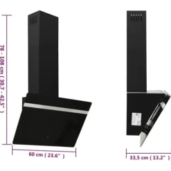 The Living Store væghængt emhætte 60 cm stål og hærdet glas sort - Emhætter Outlet
