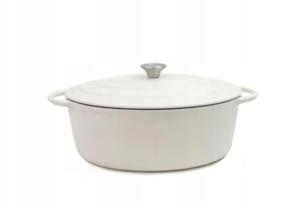 Gryder, Stegepander Og Kasseroller>Tierra Oval Støbejernsgryde 34cm 6,5L Cremefarvet NOIS