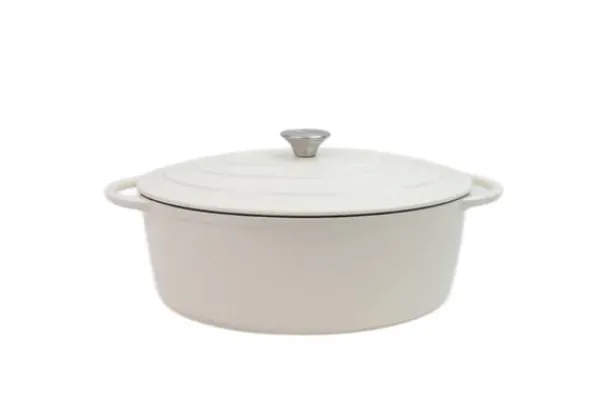 Gryder, Stegepander Og Kasseroller>Tierra Oval Støbejernsgryde 34cm 6,5L Cremefarvet NOIS