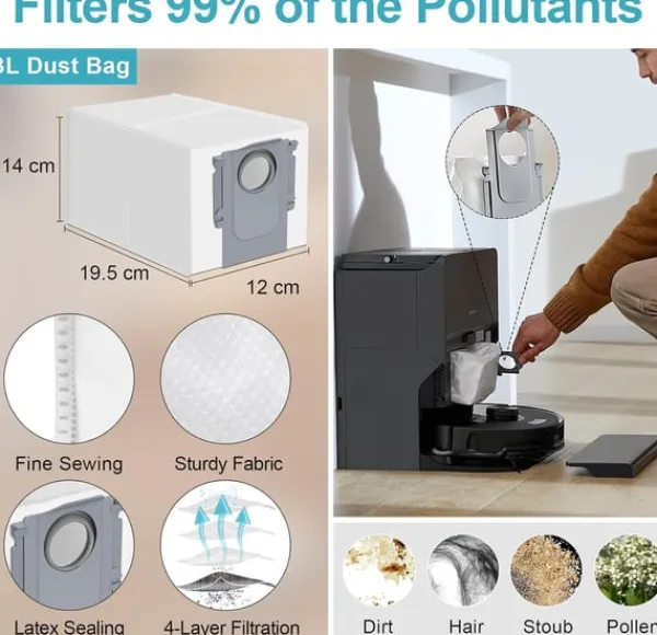 Støvsugertilbehør>Tilbehør til Roborock S8 MaxV Ultra - Børster, filtre, moppepuder