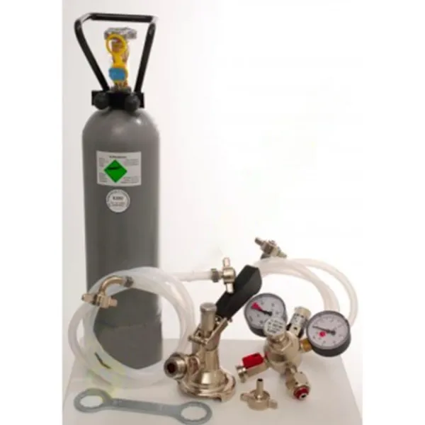 Ølhaner>Tilbehørspakke, Tilbehørssæt, Sæt med tilbehør 2 med en kobling til fadøl type A, 7mm! Øl slange og 2,0 kg co2 flaske for 1-linje fadølsanlæg