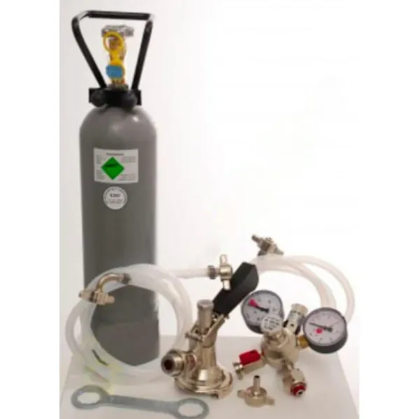 Ølhaner>Tilbehørssæt til Kontakt 2 linjer med 2 x 5 liter adapter, høj kvalitet metal med Bierabstellhahn uden CO2 flaske